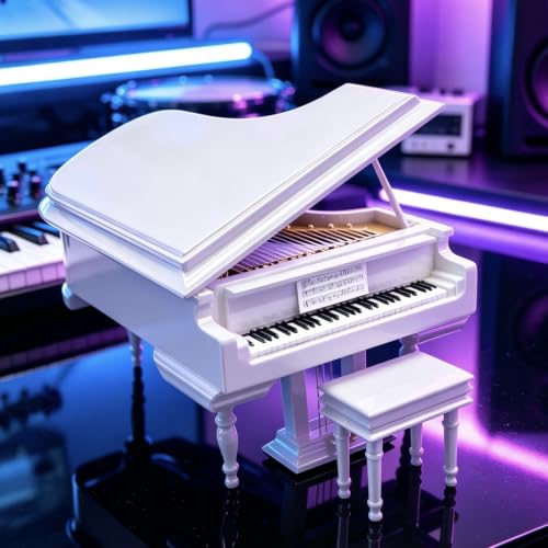 SHTWX Piano Music Box with Bench and Black Case Musical Boxes Gift for Christmas/Birthday/Valentine's Day, Melody for Elise (White)