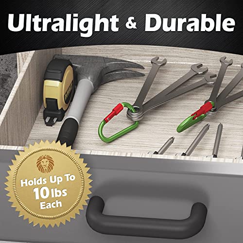 Gold Lion Gear Aluminum Carabiner With Lock 3" - Carabiners - D Shape Heavy Duty Buckle - Locking Carabiner Clip - Key Ring - Backpack Clip - D Clips - Key Holder For Belt - Key Clip - Back Pack Clips #TOP3