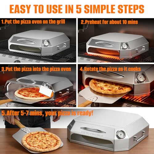Image of Onlyfire Stainless Steel Pizza Oven Kit for Gas /Charcoal /Pellet Grill Top