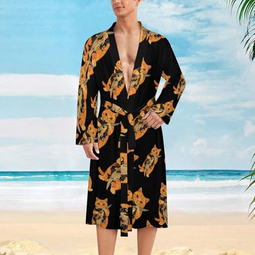 Bata de baño para hombre de manga larga ropa de dormir ligera suave 3