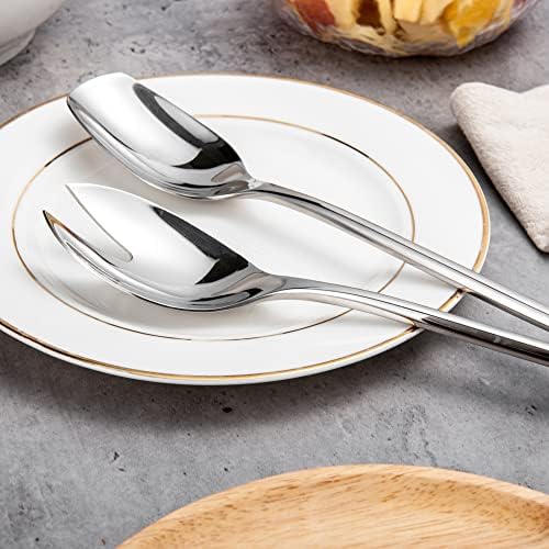 IMEEA 10inch Salad Servers Heavy Duty 18/10 Stainless Steel Salad Fork and Spoon Serving Set, Set of 2