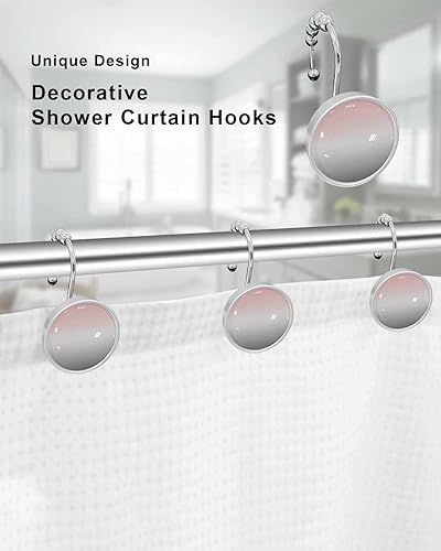 Miniatura 10 de Shower Curtain Hooks Set of 12 Farm Animal Pig Cock Sheep Country Style Crystal Glass Shower Curtain Rings for Bathroom Decorative Stainless Steel