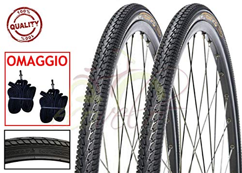 2 neumáticos negros + 2 cámaras de aire 26 x 1,75 (47-559) MTB Mountain Bike Slick Road