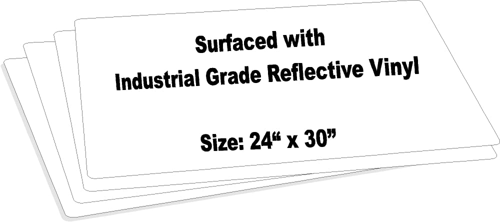 JustSignFrames Blank Reflective Metal Sign (Pack of 4) Made of Aluminum Sheet Metal Plate Surfaced with 3M Industrial Grade Reflective Vinyl, Customized For Personalized Banner, 24 x 30 x .040, White