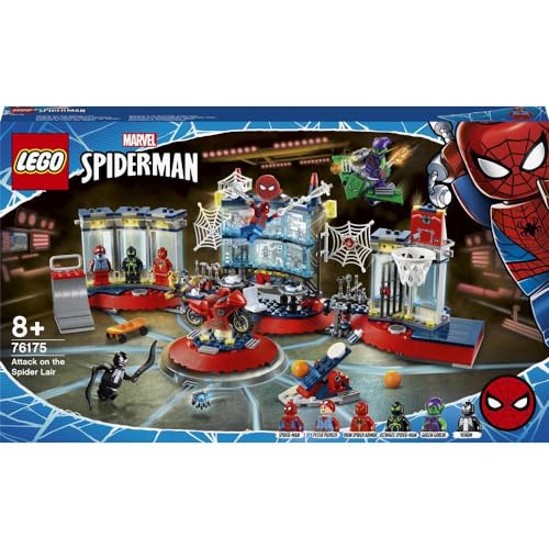 Image of LEGO Marvel Spider-Man Attack on The Spider Lair 76175 - Juguete de construccion Genial, con la sede de Spider-Man; incluye Spider-Man, Goblin Verde y Minifiguras Venom, Nuevo 2021 (466 piezas)