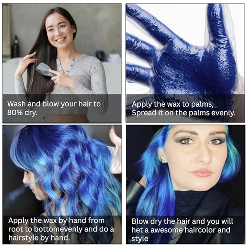 Image of Temporay Hair Color Wax | Metallic Shine | For Men & Women | DIY Instant Hair Color | Temporay Color 1 Day 1 Wash | No Ammonia, Bleach & Damage | Navy Blue - 100 gram