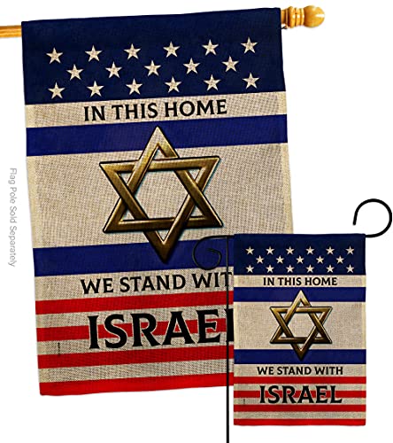 We Stand with Israel Flag 2 PCS Pack American Flags For Outside House Bandera de Israeli Strong Home Decor Banner Pole Room Outdoor Small Indoor Hanger Burlap Poster Grave Yard Sign Grandma Gifts Wall Tapestry Jewish Decorations Made in USA