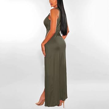 Women's Deep V Split Dress, Summer Dress, Sleeveless Long Sexy Solid Colour, Slim Fitting, Loose, Chic and Elegant, Hot Luxury Charming Mature Temperament Dress Comfortable for Clubbing Party
