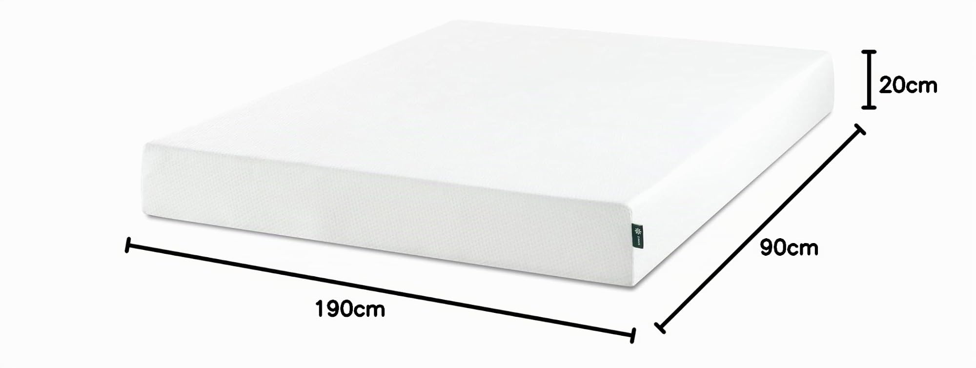 Zinus Colchón de Espuma viscoelástica, Blanco, 90 x 190 cm