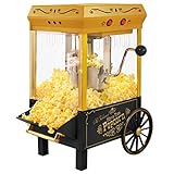 Nostalgia Vintage 2.5-Ounce Tabletop Kettle Popcorn Maker, Makes 10 Cups, With Kernel & Oil Measuring Spoon and Scoop, Perfect for Birthday Parties, Movie Nights-Black, 2.5 Oz