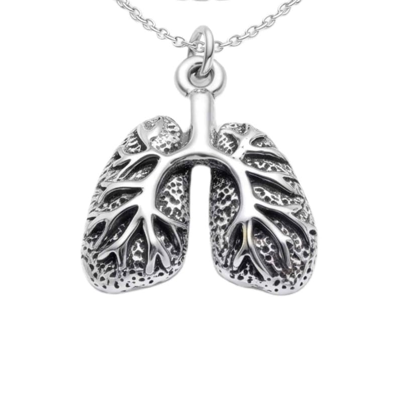 Collana a forma di polmoni anatomici in argento sterling 925 |WW_NLC_02674