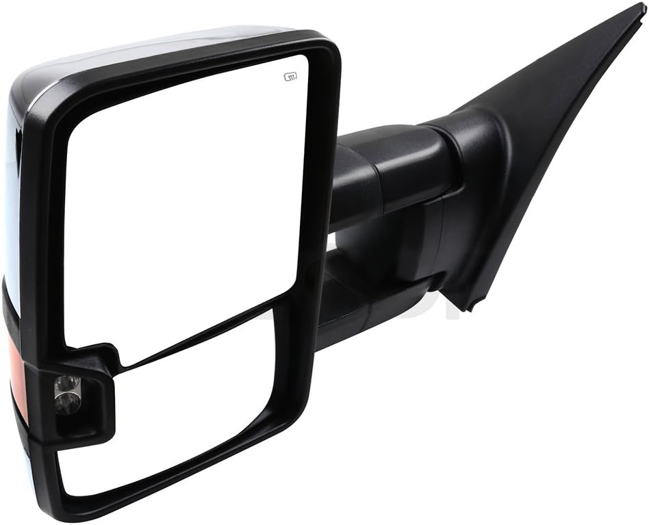 Tow Mirrors Towing Mirrors Fit for 2007-2017 for Toyota for Tundra Pickup Power Heated LED Turn Signal Parallel Auxiliary Light with Chrome Housing Manual Folding Pair Left Right Mirrors
