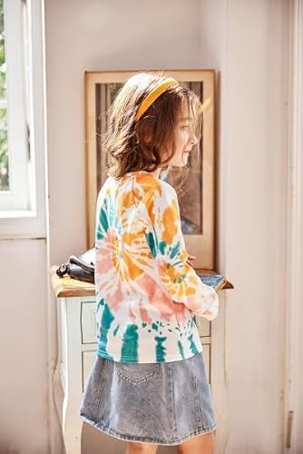 Arshiner Mädchen Sweatshirt Batik Kinder Freizeit Pullover Herbst Winter Bunt Oberteile Langarmshirt für Mädchen 9-10 Jahre
