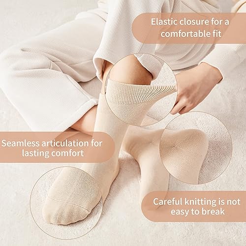 Image of J-BOX Crew Socks for Women Casual Cotton Socks Soft Breathable Dress Socks 10 Pairs