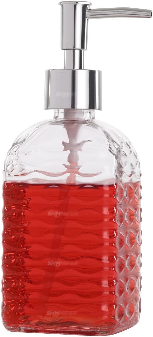 SNMMIFERGlass Soap Dispenser, 400 ml, Pack of 1, Transparent