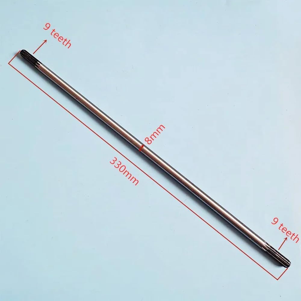 Eje de transmisión de 9 Dientes y 8 mm para Tubos de 26 mm, Compatible con recortadoras y excavadoras manuales, Longitud de 330 mm(2 x Drive Shaft)