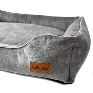 Halkalife Divano per Cani Impermeabile e Resistente all'abrasione. Divano Lussuoso e Glamour per Un Cane o Un Gatto. Letto Morbido per Cani. (M (80x50x18 cm), Grigio) - immagine 3