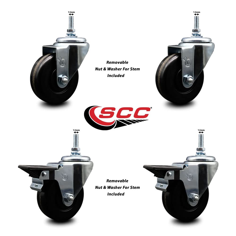 Phenolic Swivel Threaded Stem Caster Set of 4 w/3.5