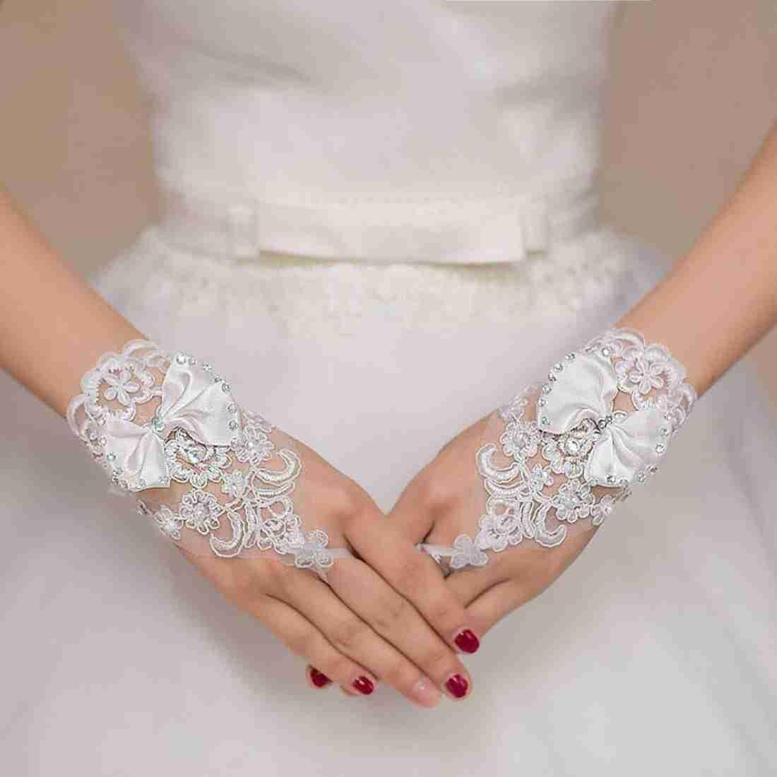 Unique bridal sequence gloves Embroidered Evening Women Gloves () Gl_11-image-49