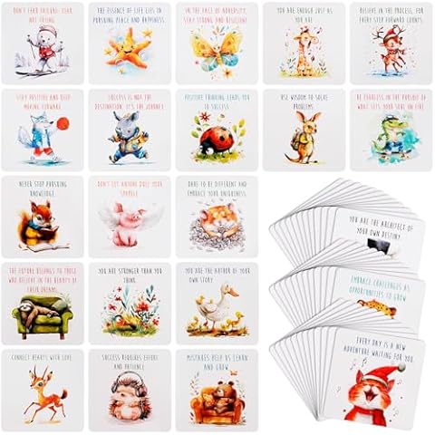 Fantasyon Positive Affirmations Cards, 60 PCS Inspirational Motivational Cards for Teens Adults, Lunch Box Notes for Kids,Encouragement Mini Note Cards for Employees, Coworkers, Students Cover
