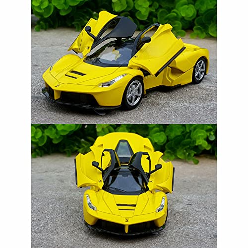 Image of Alloy Collectible Ferrari Race Laferrari Pull Back Vehicles Cars Model with Lights and Sounds - Yellow