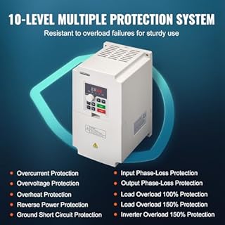 VEVOR Variateur de Fréquence, 4 kW, Entraînement à Fréquence Variable, 8,5 A, Entrée Triphasée 380 V 50/60 Hz vers Sortie Triphasée 0-380 V 0-2000 Hz VFD pour Moteur de Broche CNC Contrôle de Vitesse