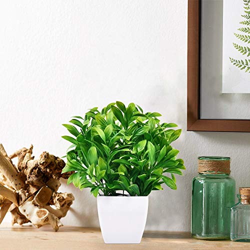 Martine Mall 10.3 Inches Faux Eucalyptus Plants Potted Artificial Plants In Pot Faux Plants Indoor Fake Potted Plants Fake Green Plant Bonsai With White Square Pot For Office Kitchen Table Home Decor #TOP1