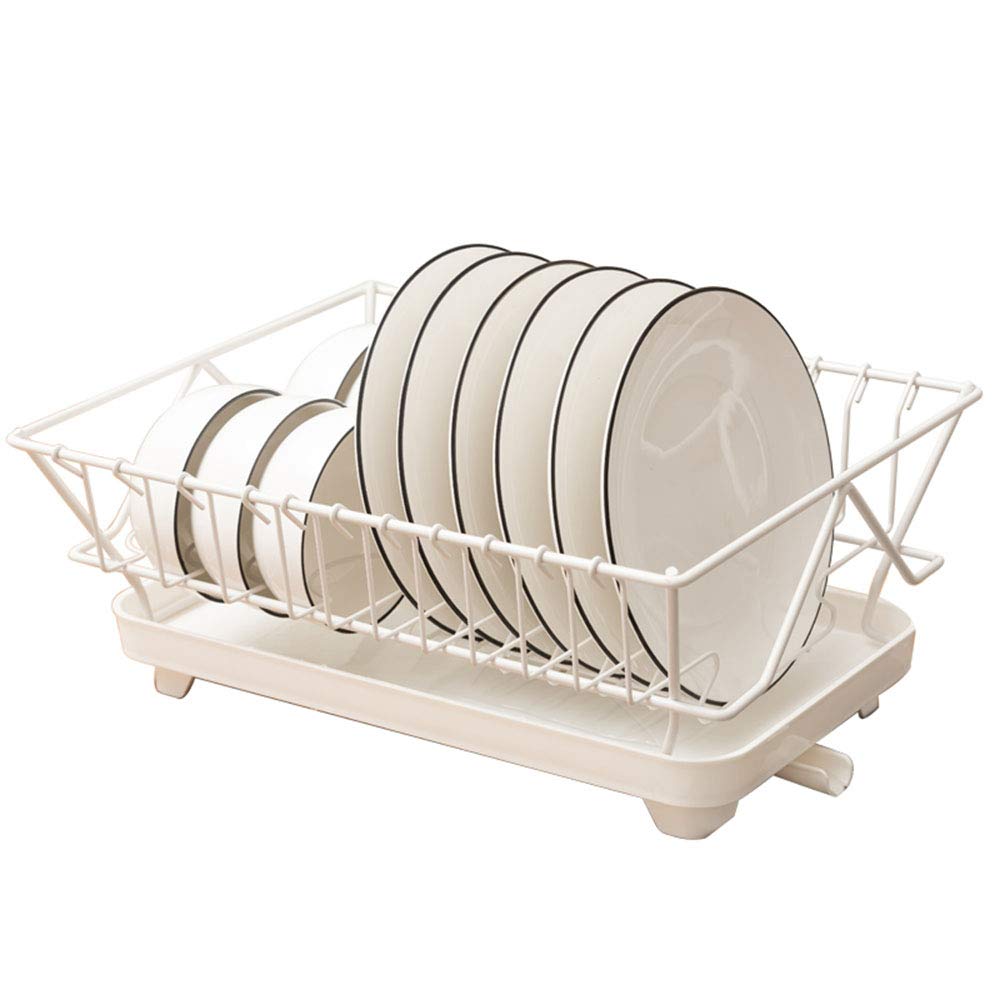 Scolapiatti a Singolo Strato per lavello, Contenitore per Piatti e Bacchette, ripiano da Cucina Multifunzione, Bianco/Verde/Bianco e Nero (A)