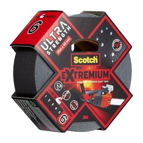 Scotch Extremium Gewebeband Ultra Hochleistungs-Klebeband 25 m x 48 mm - Panzertape Maximale Haftkraft für die Anspruchsvollsten Reparaturen Wasserdichtes Wetterfestes Reparaturband