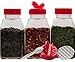 Decony 6 Pcs Plastic Spice Jars with Shaker Lids- MADE IN USA -16 Oz Clear Plastic Spice Containers with Red Two Sided Flip Tops Lids- BPA-Free & 2 Mini Spoons 6 White Indicating Labels