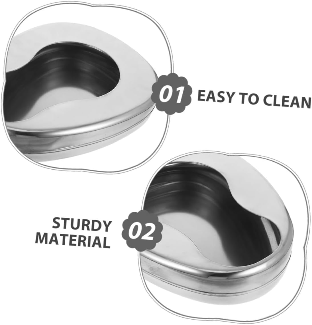 SECFOU Stainless Steel Bedpan 2pcs Set Portable Bed Pan for Elderly Bedridden Patients Home Care Hospital Use Spill-Resistant Metal Bedpan for Adults