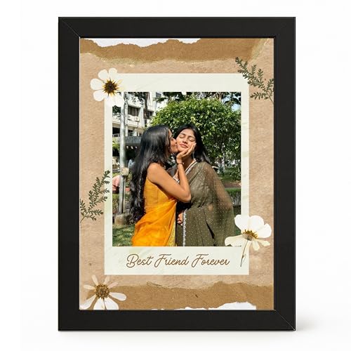 Image of Framekaari Friends Customized Photo Frame | Personalized Birthday Gift | Vintage Polaroid Design | Custom Photo | Tabletop & Wall Mount | Room & Home Decor | 16x21 cm (Design-14)