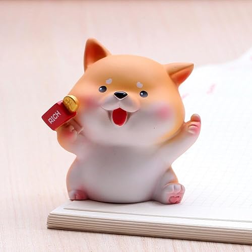 Miniatura 2 de oAutoSjy Bonita decoración de tablero de instrumentos de Shiba Inu, figura de perro de dibujos animados, adorno de escritorio para automóvil,