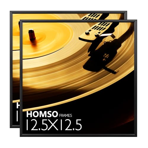 Image of Homso 12.5x12.5 Record Frame in Black, Metal Vinyl Record Album Frame 2Packs, Display Music Vinyl LP Record Album Covers, Hanging Hardware Included