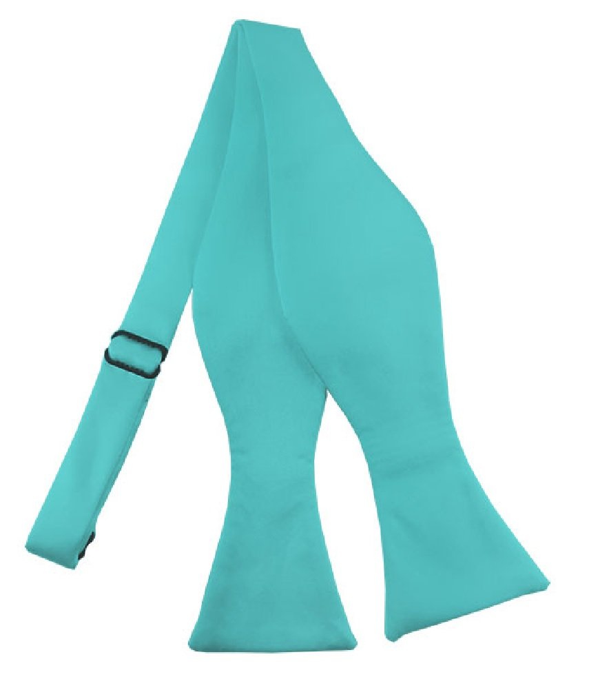 NYFASHION101 Men's Solid Color Adjustable Self-Tie Bow Tie, Aqua