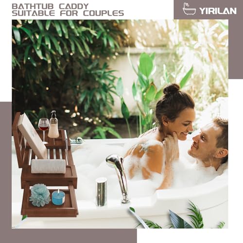 Yirilan HK23509-3 Bamboo Bathtub Tray, Expandable Bathroom Tray thumb #3