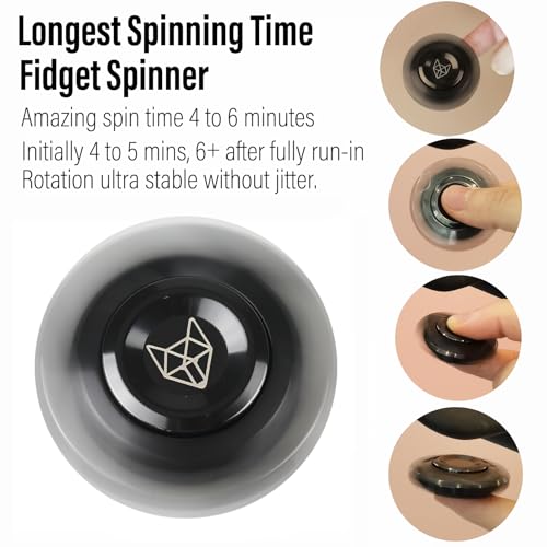 Image of FREELOVE Premium Metal Fidget Spinner for Adults, Stainless Steel Heavy Silent Spinner with Precision Bearing, Small Office Desk Toy & EDC for Stress Relief Focus ADHD, Mini Black