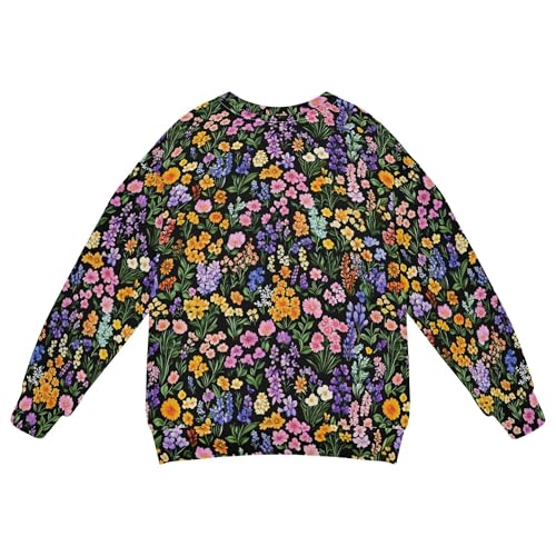 JUNZAN Flowers Orchid Lavender Hosta Black Kids Girls Sweatshirt Hoodie Long Sleeve Hoodies for Girls Party 4T2