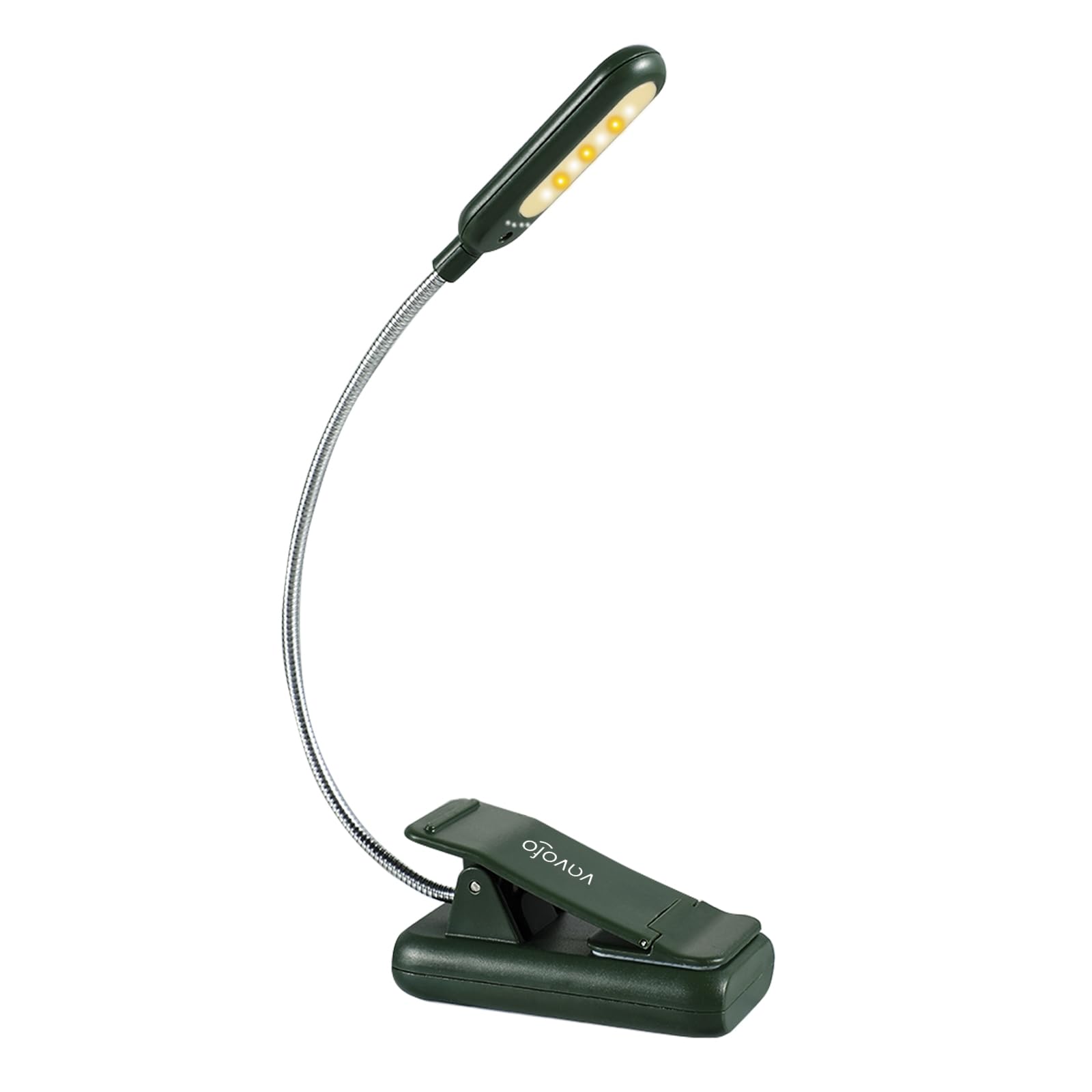 VAVOFO Rechargeable Book Light for Reading in Bed Kids, 7 LED Reading Light with 9-Level Warm Cool White Daylight, Eye Care Lamp with Power Indicator for Bookworms (Garden Green)