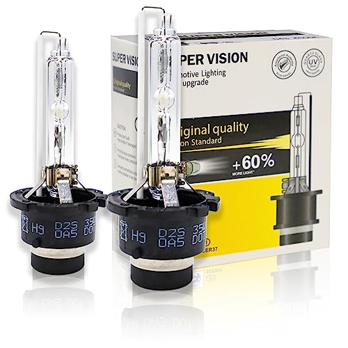 yuksood D2S HID Headlight Bulbs, 35W Xenon Headlight HID Bulbs, 6000K Cool White, 150% Lighting Distance Replacement Bulb For 66040 66240 85122 Pack of 2