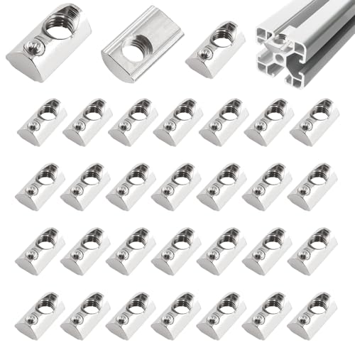 alwaiiz 50 Stück Nutensteine mit kugel Nut 8, 30-Serie M8 Kohlenstoffstahl Gleitmutter, T Nutsteine Schrauben Set mit Zentrierung Steg für Aluminiumprofil-Extrusionsschlitz