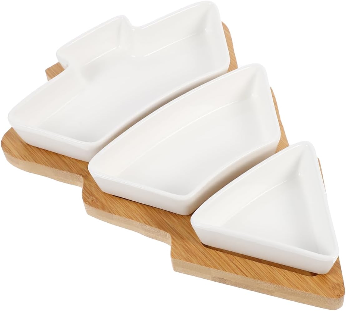 Removable Ceramic Christmas Tree Dish Tray Stand for Snacks Nuts Dried Fruits Appetizers