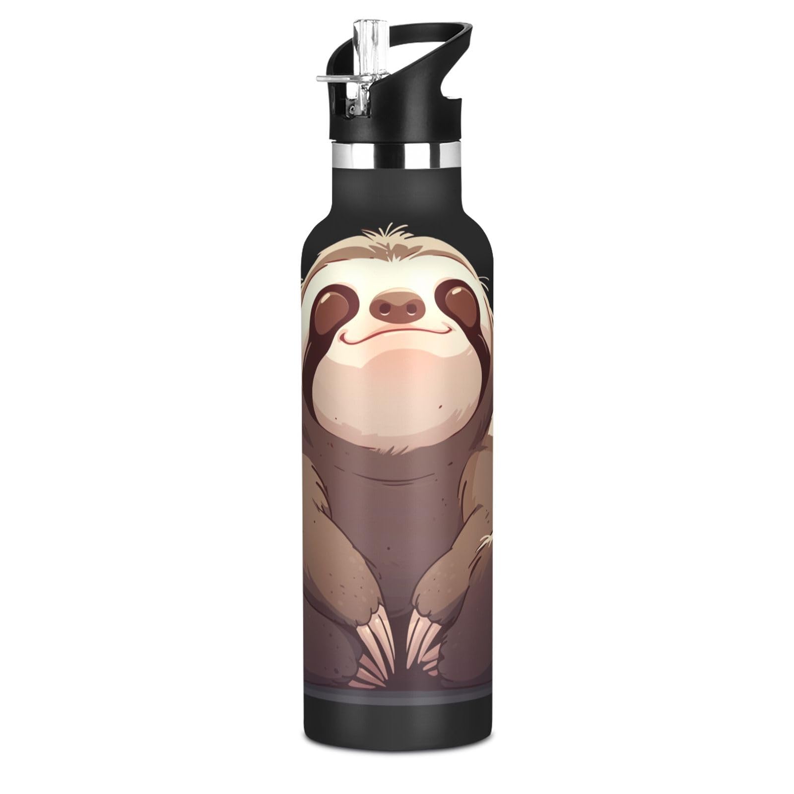 Kaaviyo Boys Pattern Cute Sloth Relaxing Happy Water Bottle Stainless Steel Jug Insulated Vacuum Cup For Girls(600Ml)