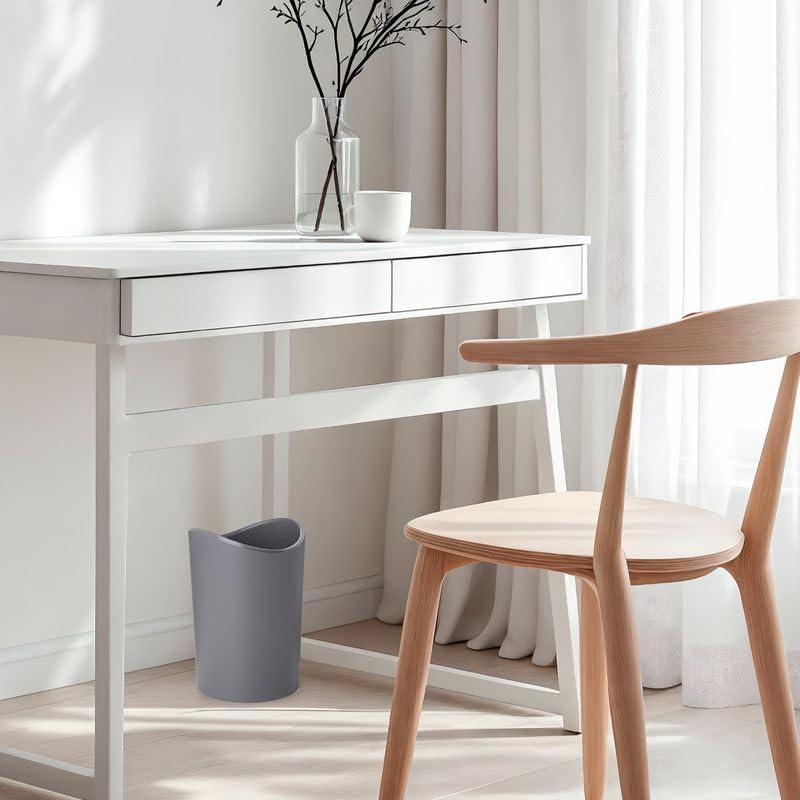 Superio Small Bathroom Trash Can, Modern Grey Mini Open Waste Bin (1 1/2 Gallon, 6 Liter) Plastic Garbage Can for Kitchen, Bathroom, Bedroom, Office, Under Desk, Car