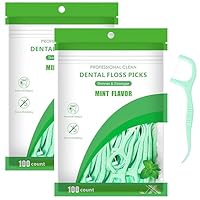 200 Pcs Dental Floss, Floss Sticks Dental 2 in 1 Toothpicks Sticks Disposable Portable Interdental Cleaning Tool for Teeth Cleaning, Green, 7.5CM