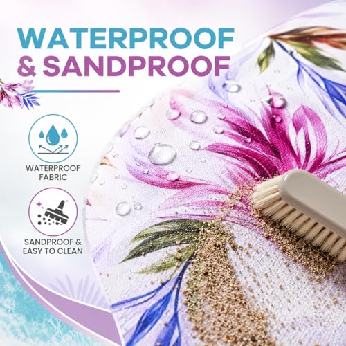 Image of LEDAOU Large Beach Bag Women Waterproof Sandproof Zipper Beach Tote Pool Bag for Swim Gym Grocery Travel with Wet Pocket