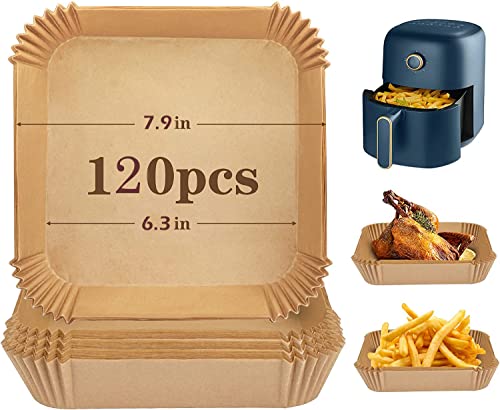 Air Fryer Paper Liners 120Pcs Parchment Paper Air Fryer Disposable Paper Liner for Steamer Baking Microwave 7.9 inch Airfryer Liner Non-Stick Oil-Proof AirFryer Liners