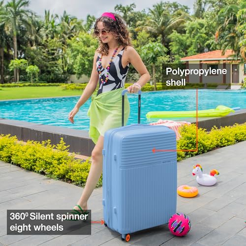Image of Nasher Miles Krabi Expander Hard-Sided Polypropylene Luggage Set of 2 | 65cm & 75cm | 8 Wheels Medium & Large Trolley Bag for Travel | Suitcase (Steel Blue)