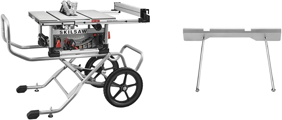 SKIL 10 Inch Heavy Duty Worm Drive Table Saw with Stand + Rear Outfeed