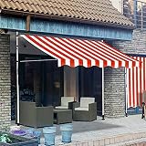 Tenda da sole retrattile manuale, 2 m, per esterni, con protezione UV, altezza regolabile per cortile, giardino, balcone, staffa G-bianco